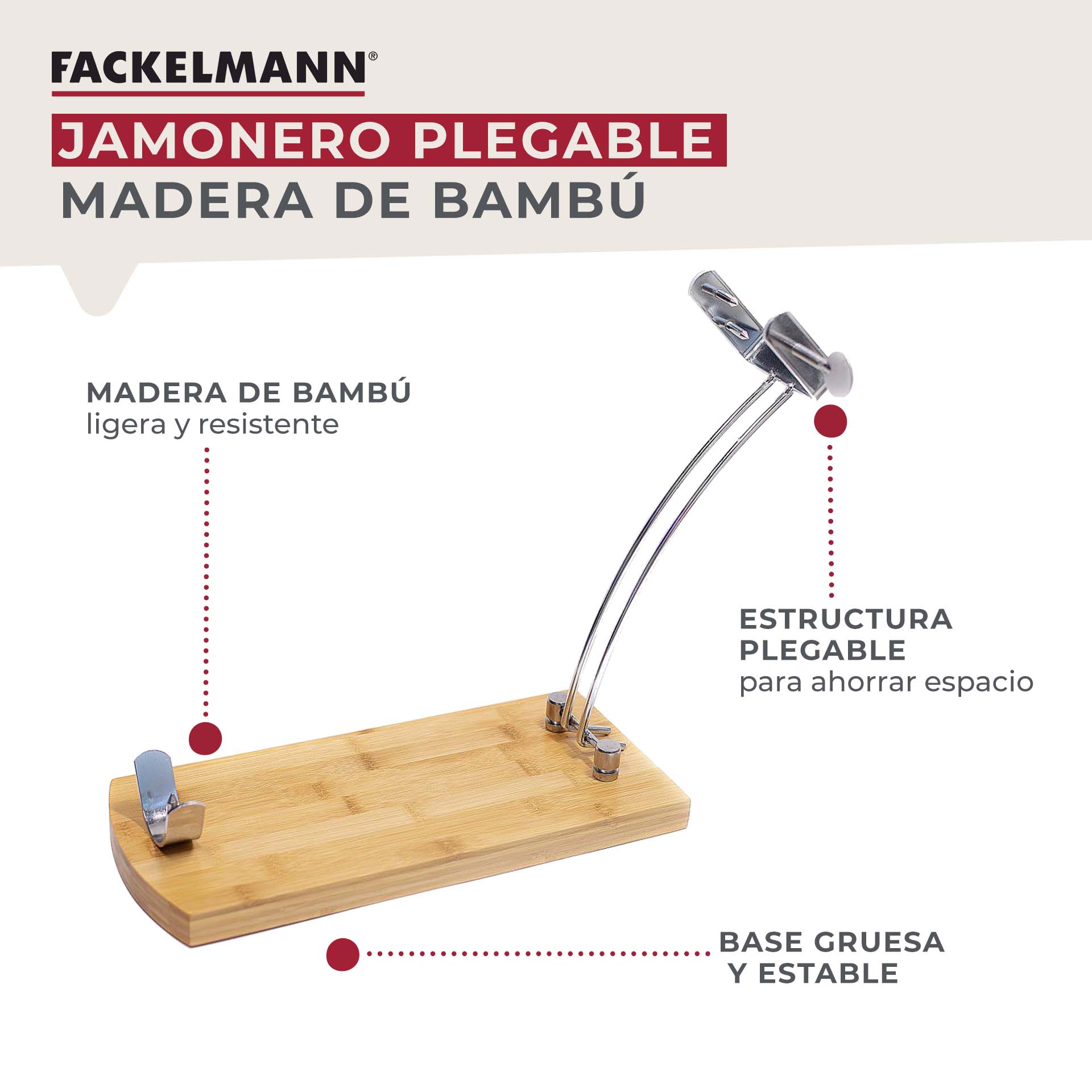 Jamonero Plegable De Bambú