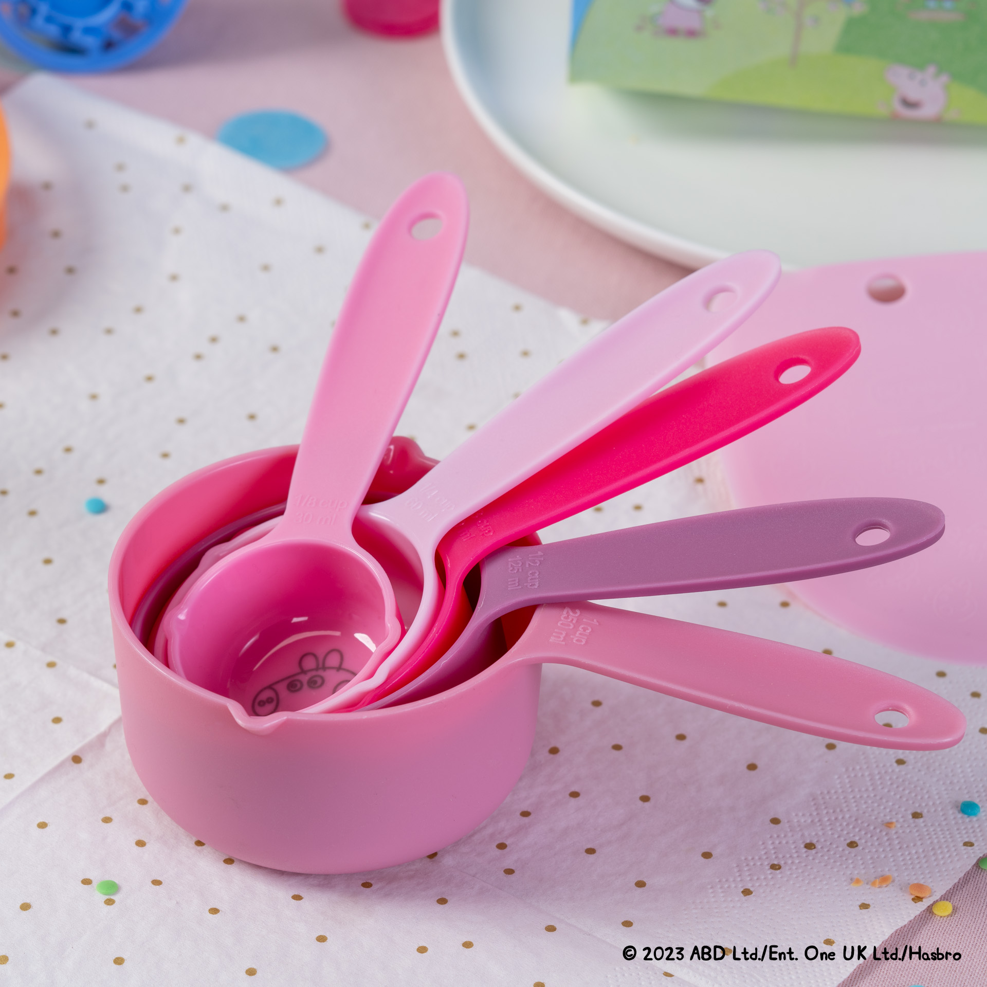 Dr. Oetker Set de Cucharas de Medición Peppa Pig – Juego de cucharas medidoras para niños, diseño de Peppa Pig, calidad superior, duradero y seguro para los niños