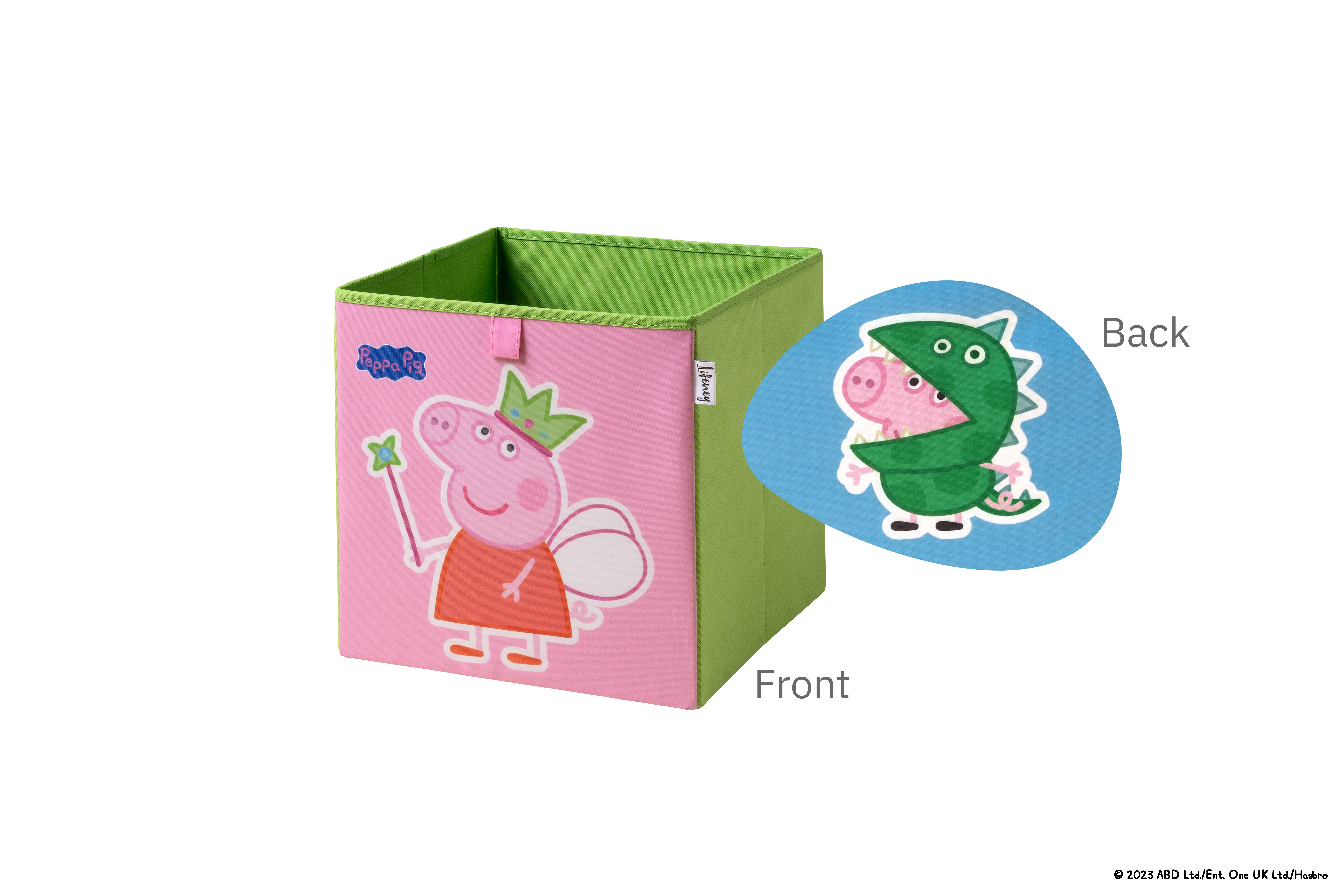 Lifeney - Caja de Almacenamiento con Dos Motivos: Hada y George - Ideal para Juguetes, Ropa y Más - Diseño de Peppa Pig - 5 Años de Garantía
