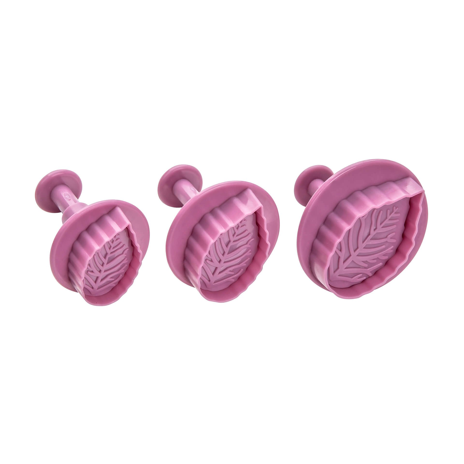  Sweet Sensation Set Cortadores forma de hoja con expulsor (3 pzas.), Ø5x5,5cm, Ø4x5cm, Ø3,5x5cm
