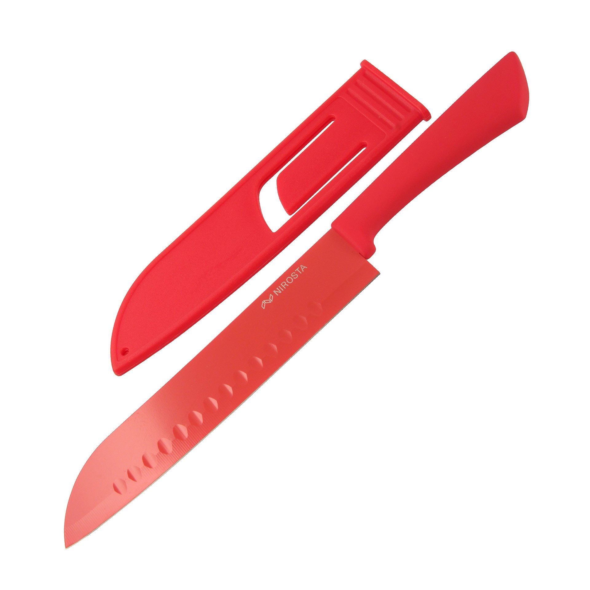 Cuchillo Santoku 20 cm Rojo